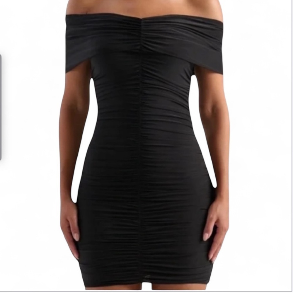 Hourglass Ruched Fold Over Off Shoulder BodyCon Compression Dress Size XLarge